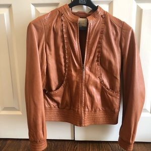 Hinge chestnut colored leather jacket.